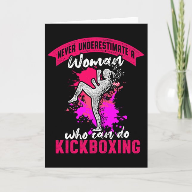 Kickboxing Woman Kick Boxing Workout  Card (Front)