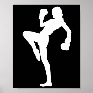 Kickboxing Women Is Striking Silhouette Design Is  Poster