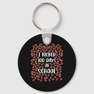 Kicked 100 Days Of School Football Player Student Key Ring