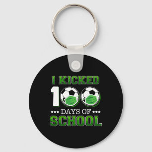 Kicked 100 Days Of School Soccer Wearing Face Mask Key Ring