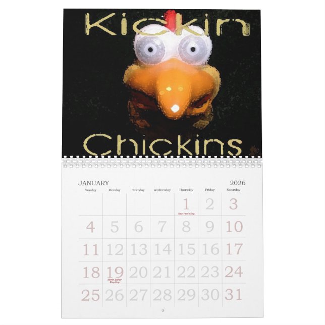 Kickin Chickins Calander Calendar (Jan 2026)