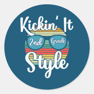 Kickin It 2nd Grade Style Back To School Classic Round Sticker