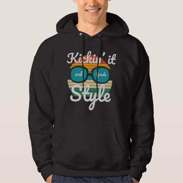 Kickin' It 3rd Grade Back To School Student Gift Hoodie (Front)