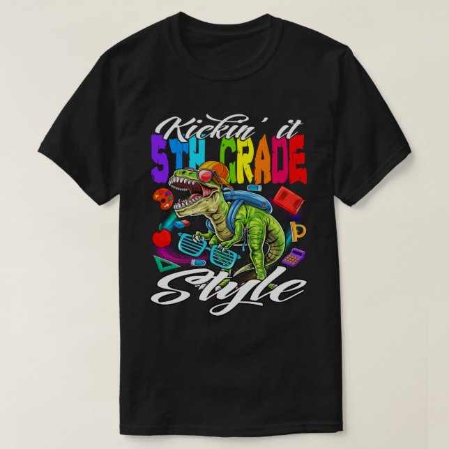 Kickin' It 5th Grade Style Back To School Monster  T-Shirt (Design Front)