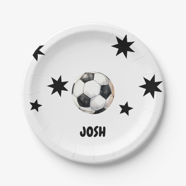 Kickin it at Six Soccer 6th Birthday Party Paper Plate (Front)