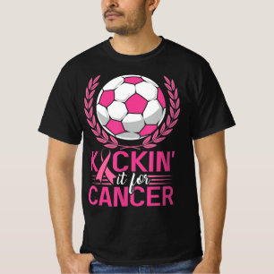 Kickin It for Cancer Soccer Pink Ribbon Breast Can T-Shirt