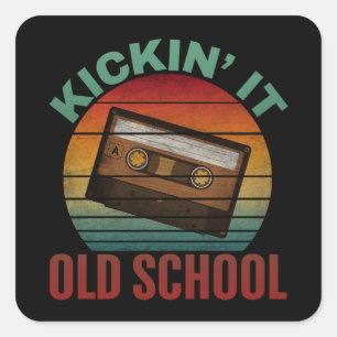 Kickin' It Old School Cassette Tape Square Sticker