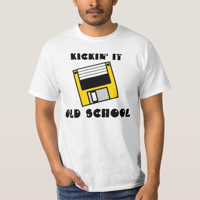Kickin it Old School Yellow Floppy Disc Shirt (Front)