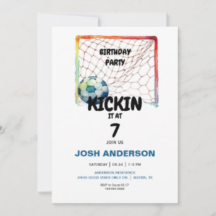 Kickin it Soccer Birthday Party Invitation