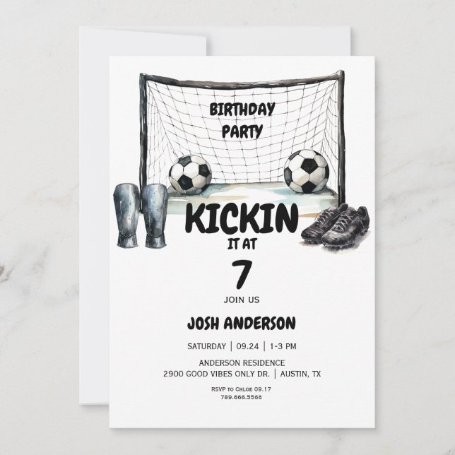  Kickin it Soccer Birthday Party Invitation (Front)