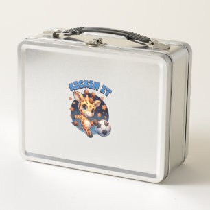Kickin It Soccer Player Giraffe Ball Girls Boys An Metal Lunch Box