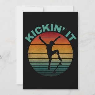 Kickin' It Vintage Skateboarding Skater Invitation