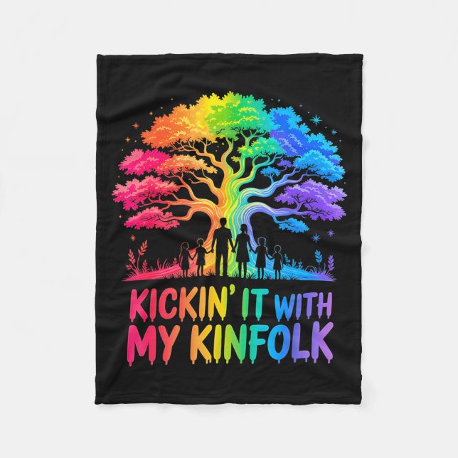 Kickin' It With My Kinfolk Funny Family Reunion  Fleece Blanket (Front)