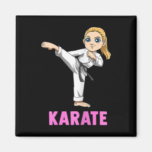 Kicking And Striking Kid - Cute Karate Girl  Magnet
