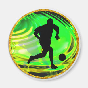 Kicking Balls in Green and Gold Magnet