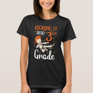 kicking it 3rd grade tae kwon do girl karate first T-Shirt