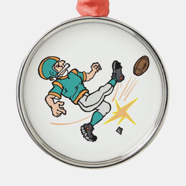 kicking off football player metal tree decoration (Front)