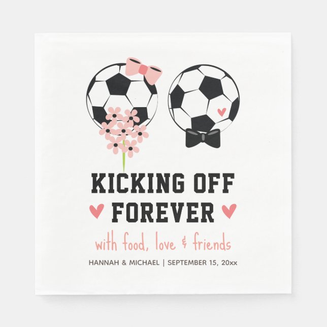 Kicking Off Forever Soccer Ball Wedding Napkin (Front)