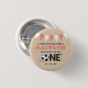 Kicking The Big One Soccer 1st Birthday 3 Cm Round Badge