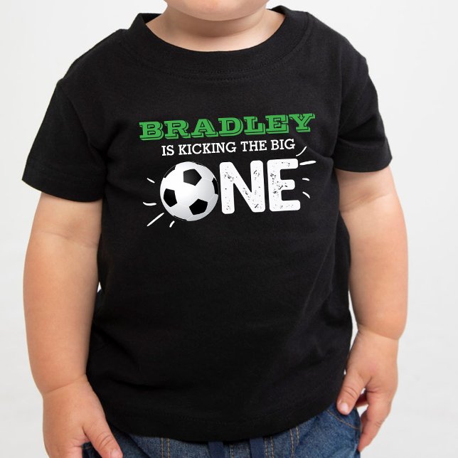 Kicking The Big One | Soccer 1st Birthday Baby T-Shirt (Creator Uploaded)