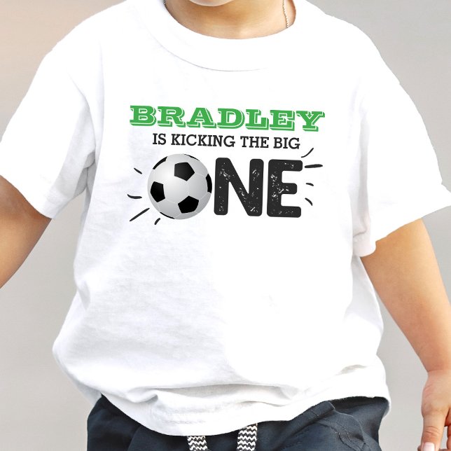 Kicking The Big One | Soccer 1st Birthday Baby T-Shirt (Creator Uploaded)