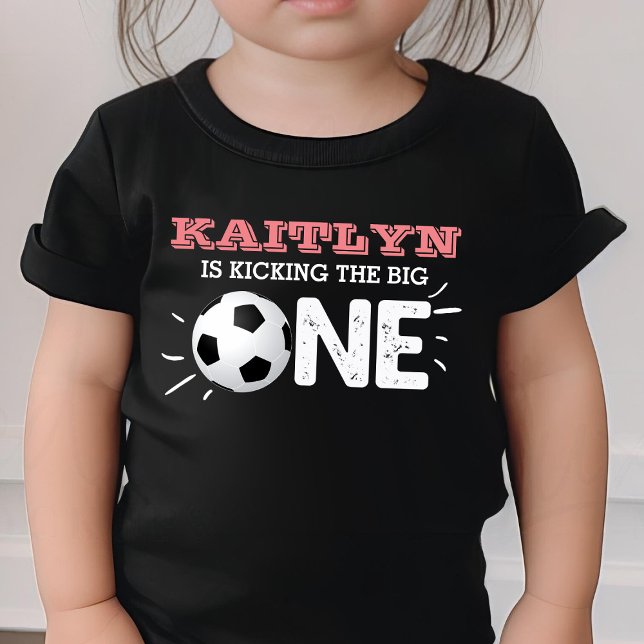 Kicking The Big One | Soccer 1st Birthday Baby T-Shirt (Creator Uploaded)
