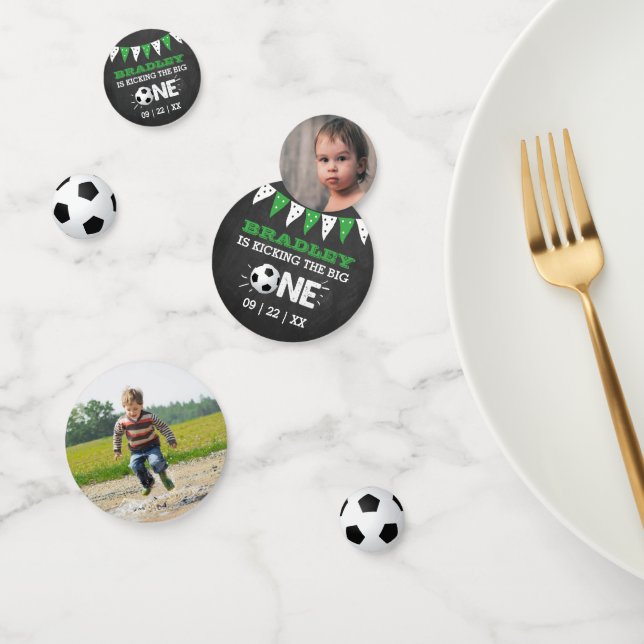 Kicking The Big One | Soccer 1st Birthday Confetti (Group)