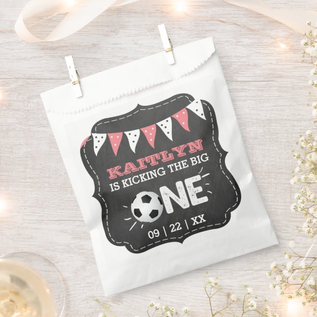 Kicking The Big One | Soccer 1st Birthday Favour Bags (Clipped)
