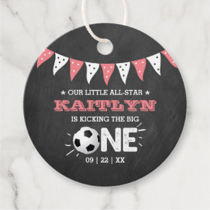 Kicking The Big One   Soccer 1st Birthday Favour Tags