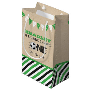 Kicking The Big One   Soccer 1st Birthday Small Gift Bag