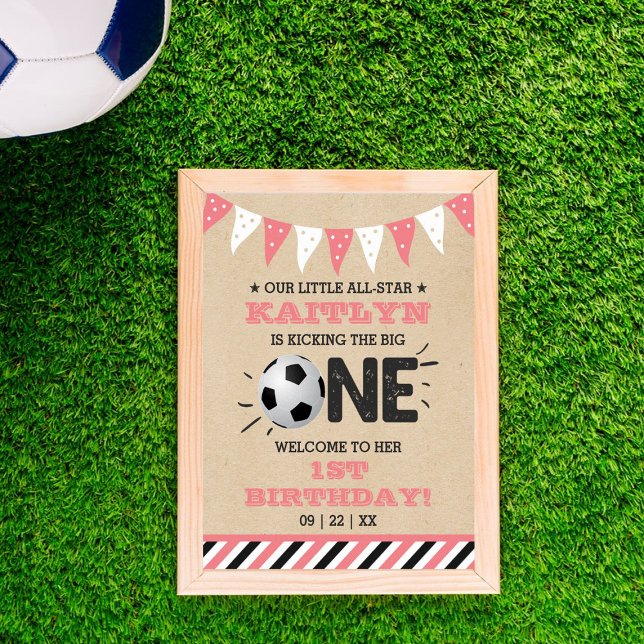 Kicking The Big One | Soccer 1st Birthday Welcome Poster (Creator Uploaded)