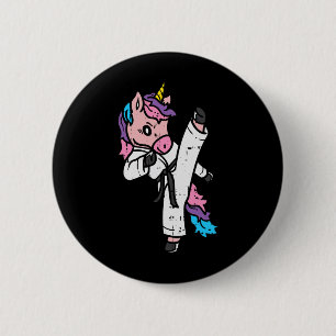 Kicking Unicorn Martial Art Cute Karate Taekwondo 6 Cm Round Badge