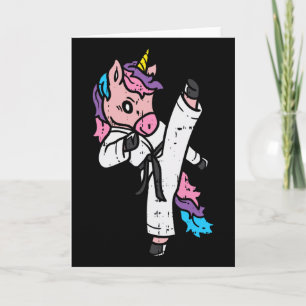 Kicking Unicorn Martial Art Cute Karate Taekwondo Card