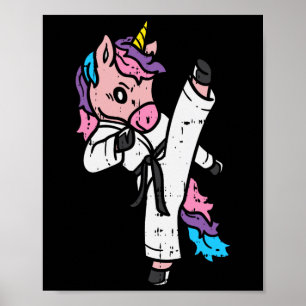 Kicking Unicorn Martial Art Cute Karate Taekwondo  Poster
