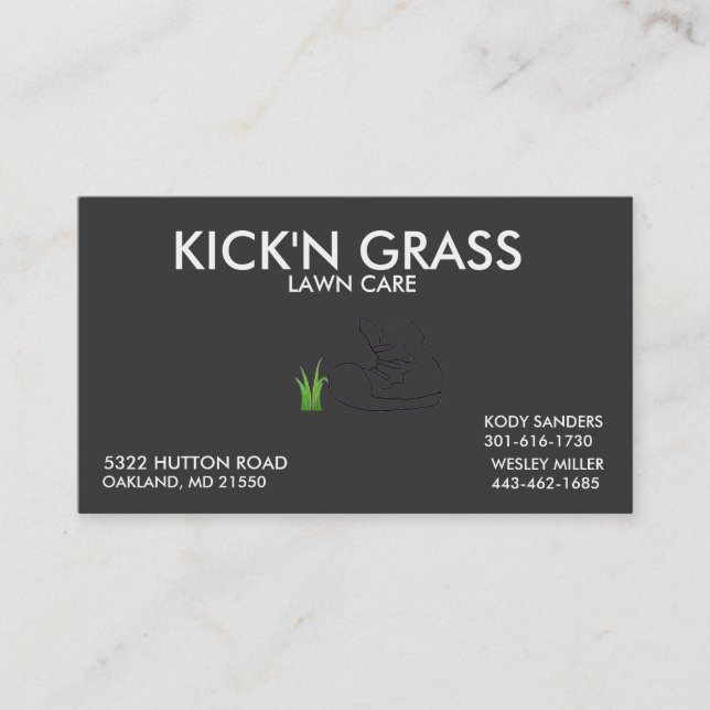 KICK'N GRASS BUSINESS CARD (Front)