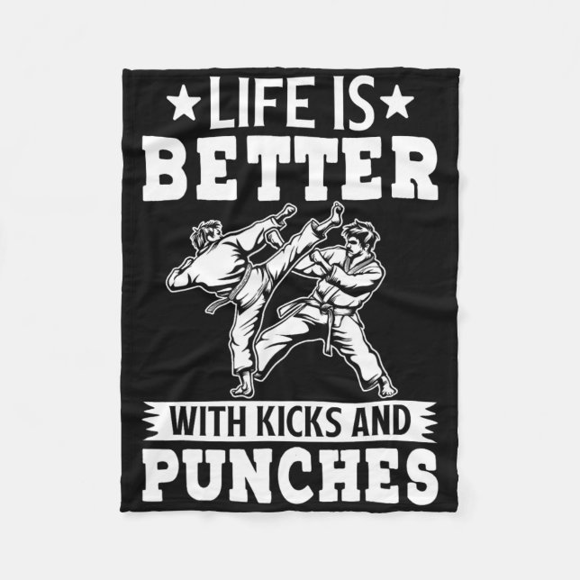 Kicks And Punches Karate Fighter  Fleece Blanket (Front)