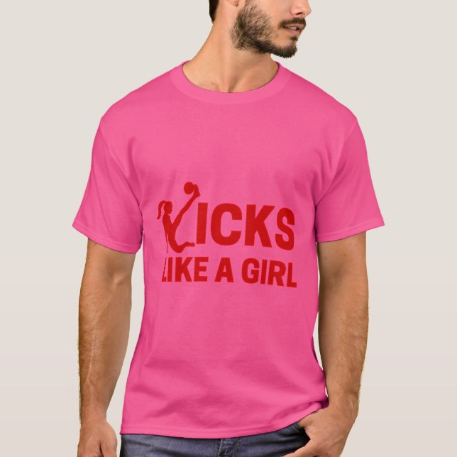 Kicks Like A Girl - Red T-Shirt (Front)
