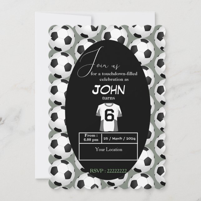 Kickstart the Celebration of 6th birthday Invitation (Front)