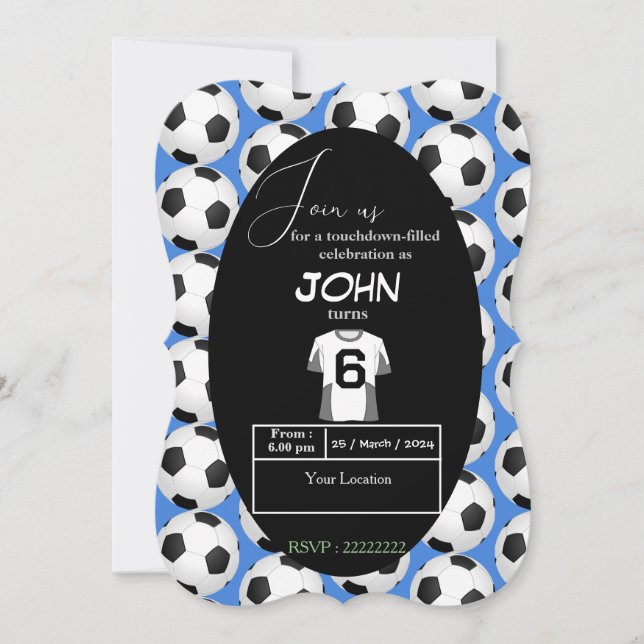 Kickstart the Celebration of 6th birthday Invitation (Front)