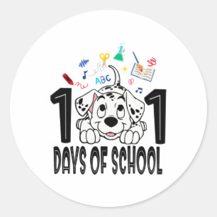 Kid 100 Days Of School Dalmatian Puppy 100th Day G Classic Round Sticker