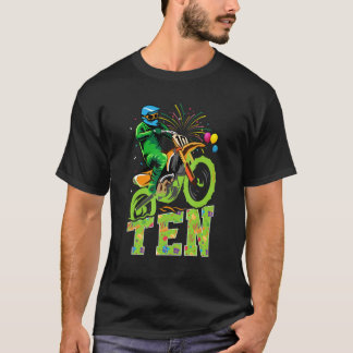 Kid 10th Birthday Party Dirt Bike Motocross Themed T-Shirt