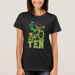 Kid 10th Birthday Party Dirt Bike Motocross Themed T-Shirt