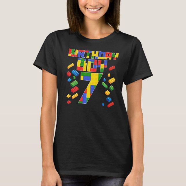 Kid 7th Birthday Boy Master Builder 7 Year Old Blo T-Shirt (Front)