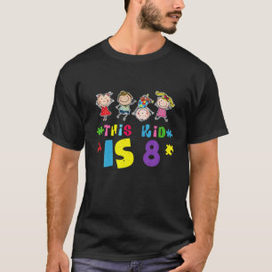 Kid Age 8 Year Old Birth Puzzle April Autism Aware T-Shirt