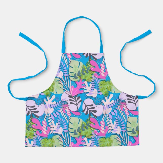 Kid Apron : Abstract Leaves (blue) (Front)