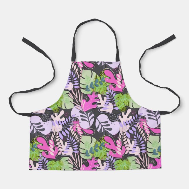Kid Apron : Abstract Leaves (dark grey) (Front)