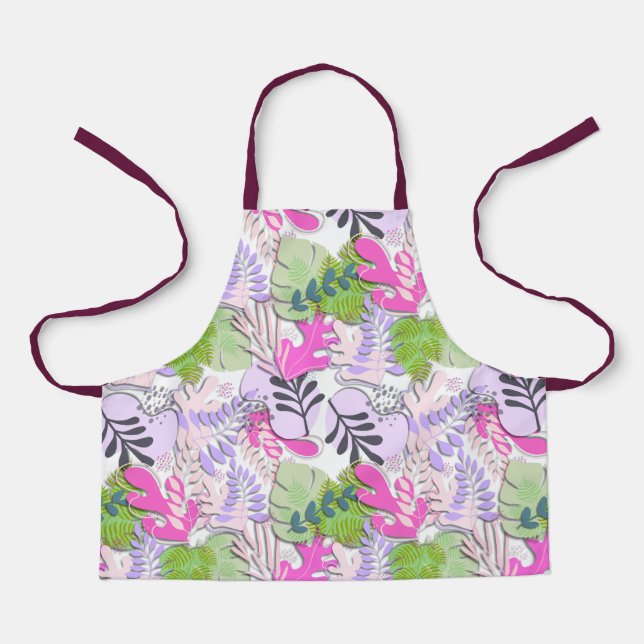 Kid Apron : Abstract Leaves (white) (Front)