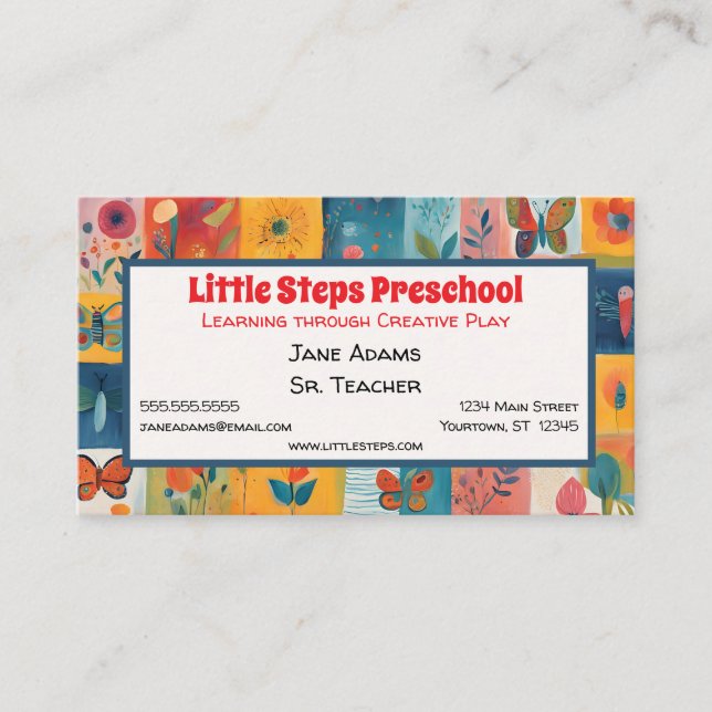 Kid Art Preschool Daycare Art Teacher Business Card (Front)