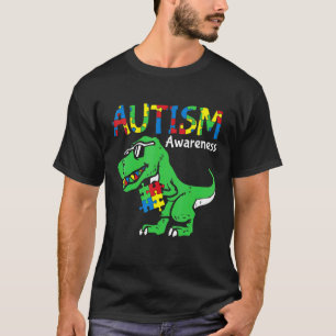 Kid Autism Awareness Dino Autistic Toddler Boy Cut T-Shirt