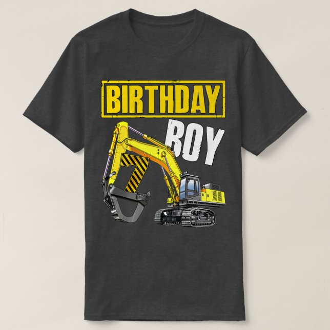 Kid Birthday Boy 7th Vehicle 7 Years Old Construct T-Shirt (Design Front)